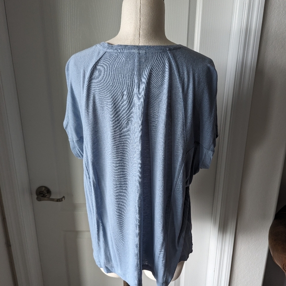 J.Jill Baby Blue Linen Blend Short Sleeve Tee - Picture 3 of 5